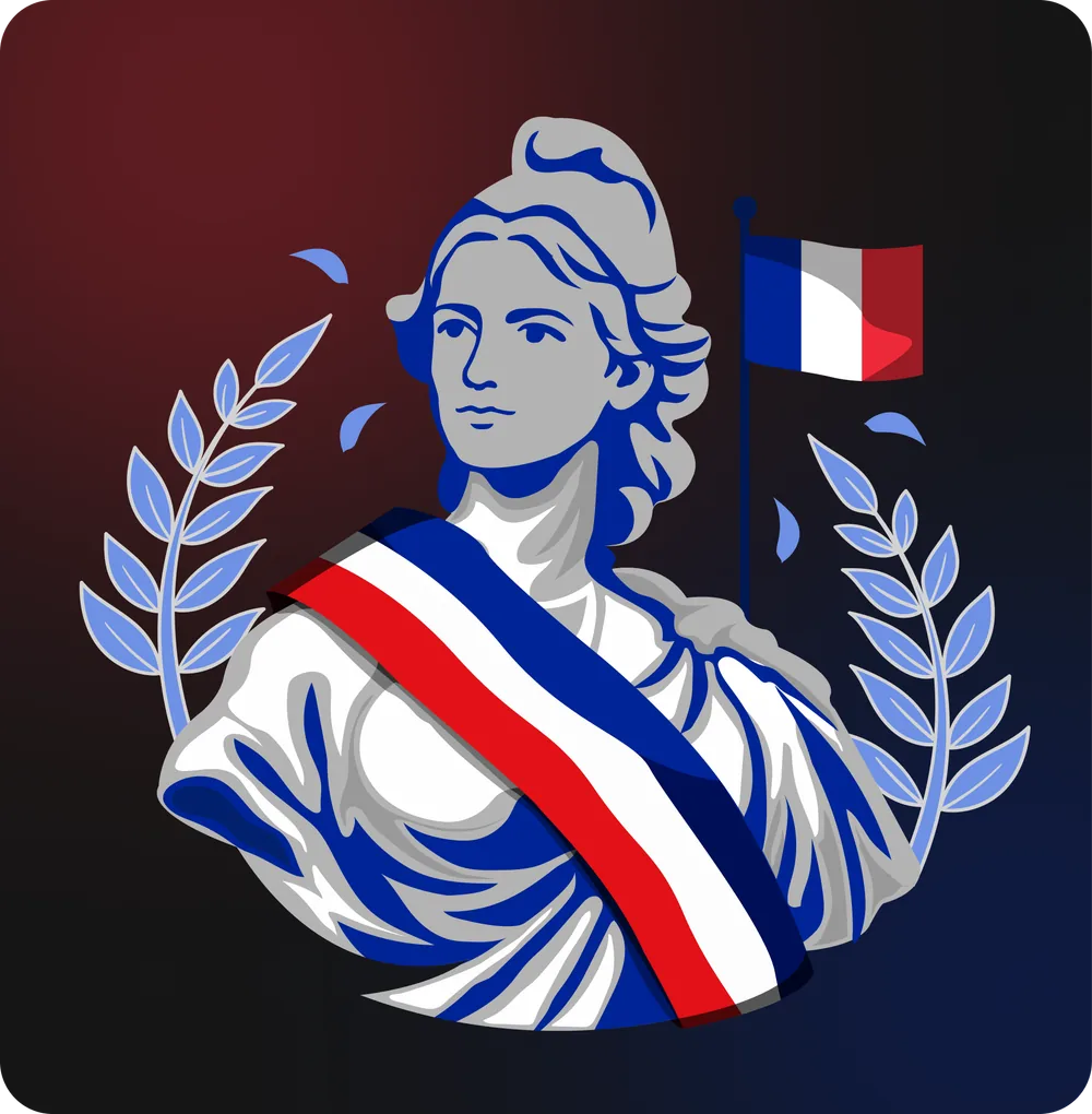 Editorial illustration system with civic symbols, interface scenes and modular iconography.