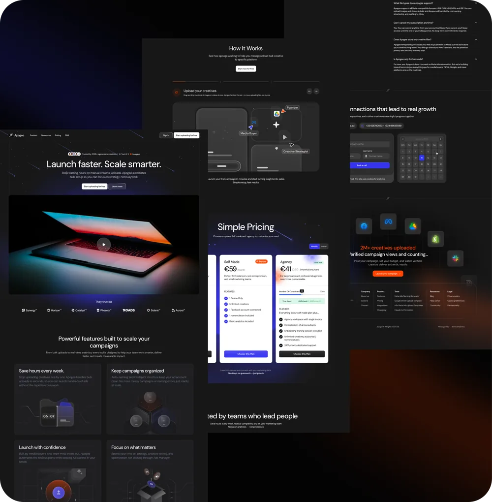 Dark ecommerce website design shown across desktop and mobile layouts.