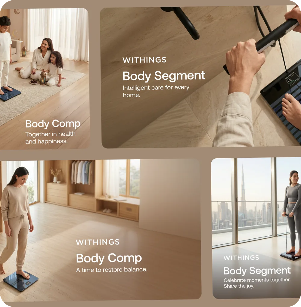 Withings health product campaign adapted across lifestyle-led social formats.